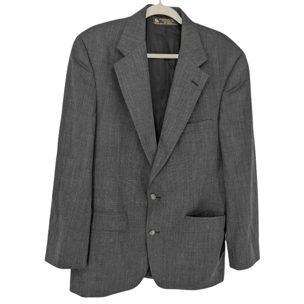 Vintage Brooks Brothers Sport Coat Suit Jacket Pure Wool Gray Two-Button 43L